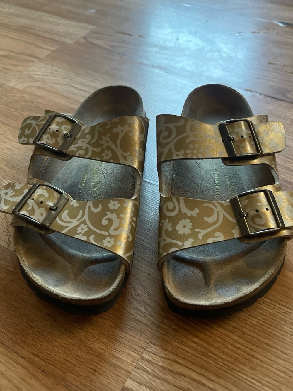 Birkenstock, Papillio Metallic Gold Double-Buckle Women's Sandals
